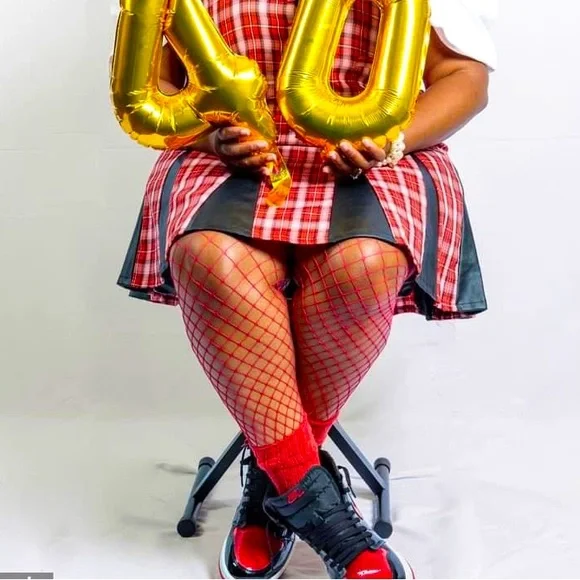 Like an Angel Red Plaid skirt with faux leather inserts - Picture 4 of 4